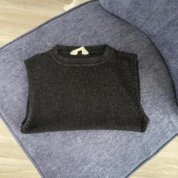 Black glittery rib knit top sweater vest by Primark size M - Picture 6 of 8